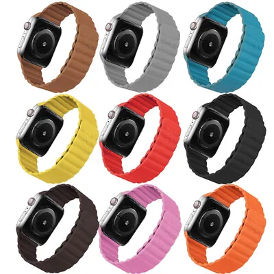 $1.99 • Buy Leather Magnetic Loop Apple Watch Band Replacement IWatch Series 7 SE 6 5 4 3 2 