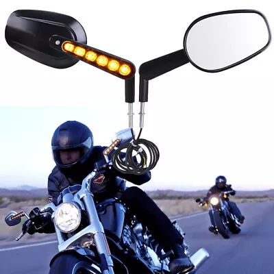 Rear View Mirrors Muscle LED Turn Signals Light For Harley V-ROD VRSCF Kawasaki • $37.01