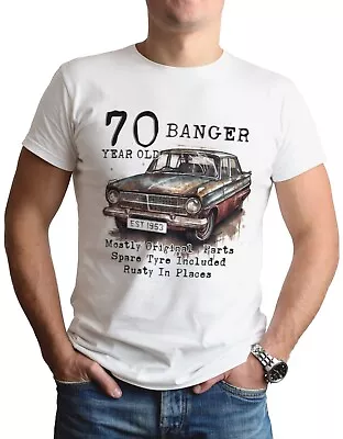 70th Birthday T-Shirt Old Banger Funny Gift For Him Car 70 Mens T Shirt Top Tee • £7.99