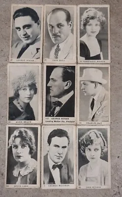 Vintage 1922 Movie Stars Strollers Cigarettes T85 Tobacco Cards Lot Of 9 Cards • $18