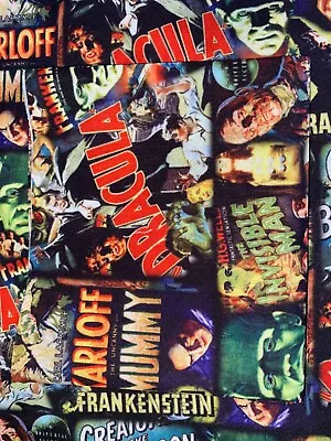 Unique NEW Cotton Poly Blend Fabric 9 X21  CLASSIC MONSTERS (2.24) Movie • $3.05