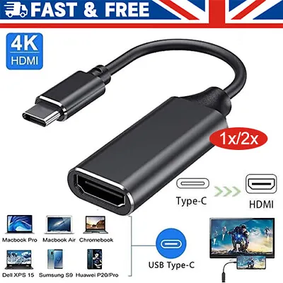 USB Type C To HDMI Female 4K HD TV Cable Adapter For MacBook Connect TV Monitor • £4.69