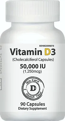 Vitamin D3 50000 IU | 90 Veggie Caps | FREE SHIPPING • $22