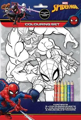 £3.45 • Buy Marvel Spiderman Colouring Set Art Craft Pencils & Stickers Travel Activity Book