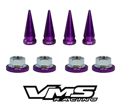 4 Vms Racing 14mm Strut Spikes + Purple Washers & Silver Flanged Nuts Mitsubishi • $29.88