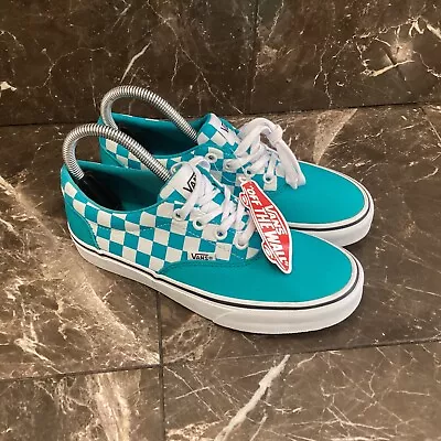 Vans Authentic Checkered Teal Low Top Skate Shoes Womens Size 6 New With Tags  • $45