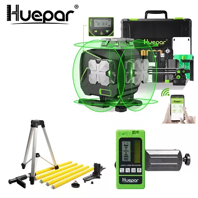 16 Lines Self-Leveling Laser Level With LCD Screen+Level Tripod+Laser Receiver • £269.99