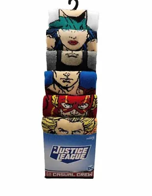 DC Comics Justice League 6 Pair Crew Socks Men Size 8-12 Bioworld New • $11.62