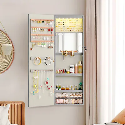 Wall Mounted/Door Jewelry Cabinet W/Full Length Mirror Armoire Organizer Gift • $89.99