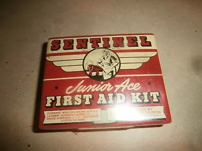 Vintage Tin Metal Box Sentinel Junior Ace First Aid Kit • $24.99