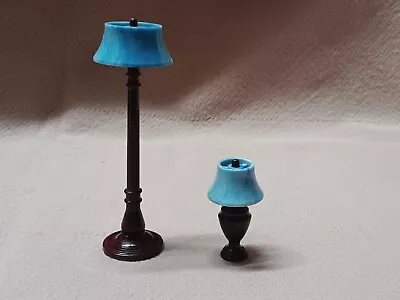Vintage Ideal Dollhouse Lamps - Beautiful Blue Swirled - 1 Floor & 1 Table Lamp • $5.50