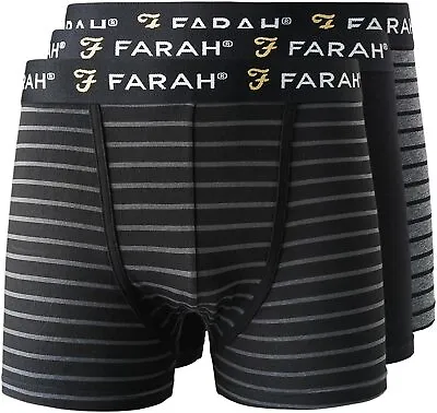 100% Genuine Farah Designer Boxer Shorts / Trunks 3pk - Multi Options - Gift Set • £16.99
