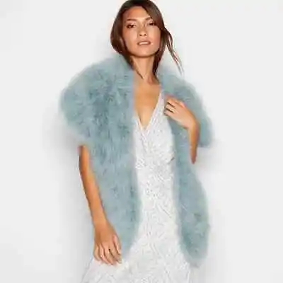 SOLD OUT Jenny Packham Blue Marabou Feather Shrug Wrap Bridesmaid New With Tags • £45
