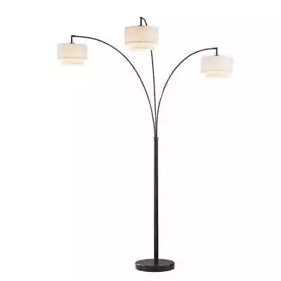 ARTIVA Lumiere III 83 In. LED Dark Bronze Arched Floor Lamp Black Marble Base • $174.99