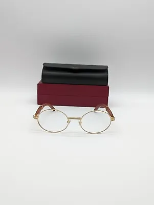 Cartier Rimless Eyeglass Frames Vintage Wood & Gold Accents - A Classic Touch • $410