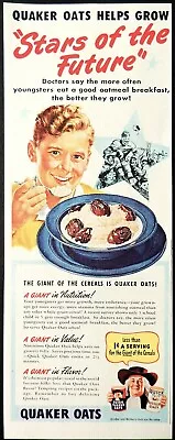 Quaker Oats Oatmeal Ad Vintage 1949 Original Breakfast Advertisement 13 X 5 In. • $14.93