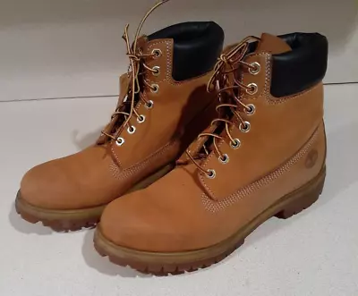 Timberland Boots/Men's Size 10/ 6 Inch Prem Leather/Waterproof/Wheat Nubuck.  *g • $75.95