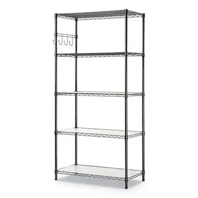 Alera 5-Shelf Wire Shelving Kit With Casters And Shelf Liners 36w X 18d X 72h • £333.21