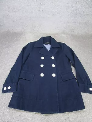 J.Crew Pea Coat Womens 4 Navy Blue Cotton Work • $44.99