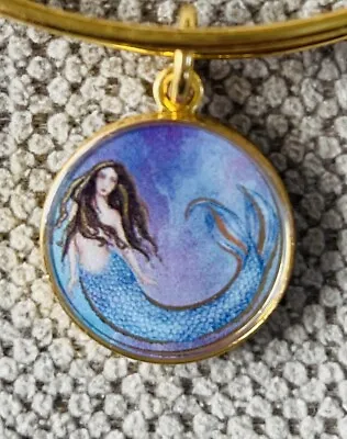 ALEX AND ANI Mermaid Women's Charm Bangle Bracelet -   Gold Tone SHIPS SAME DAY • $9