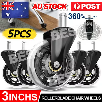 $22.85 • Buy 5X 3  Rollerblade Office Desk Chair Wheels Replacement Rolling Caster Grip Ring