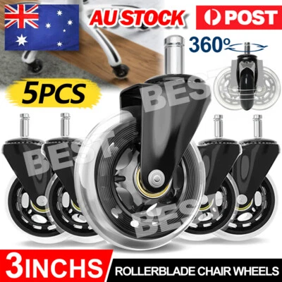 $22.85 • Buy 5X 3  Rollerblade Office Desk Chair Wheels Replacement Rolling Caster Grip Ring