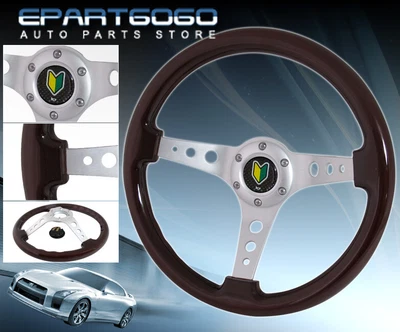 $63.99 • Buy Track Drifting Tuning Sport 345mm Steering Wheel Green Yellow Jdm Horn