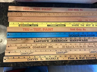 REVISED NEW STICKS ADDED Lot Of 10 Vintage Advertising Wooden Yardsticks • $50