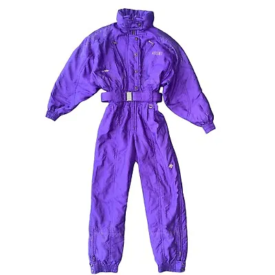 Vintage Descente Ski Suit Women US Size 10 Purple 80’s Snowsuit Belted • $95.20