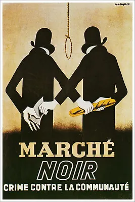 Vintage World War French Military Propaganda Poster Marche Noir • $9.99