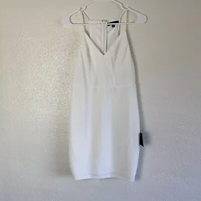 Lulus Bodycon Mini Dress Womens M White V-Neck Stretch Bachlorette Graduation • $29.99