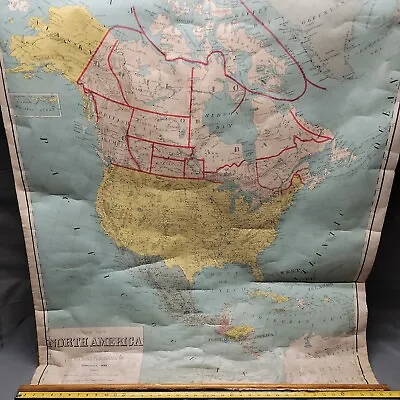 Vintage 1902 School Pull Down Roll Map North America United States 74  X 55  • $168.75
