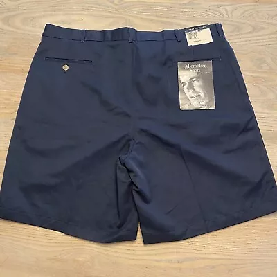 NEW Haggar Navy Blue Golf Shorts Mens 42 Microfiber Pleated Wrinkle Free • $23.95