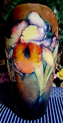 Moorcroft Pottery Flambe Orchid Lamp Base 10 1/4” William And Walter 1945-49 EUC • $450