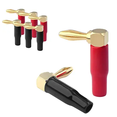 Right Angle Banana Plugs 4 Pairs/8 Pack 90 Degree 4Mm 24K Gold Plated Dual Scre • $12.95