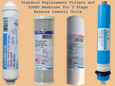 Standard Replacement Filters And 50GPD Membrane For 3 Stage Reverse Osmosis Unit • £20.99
