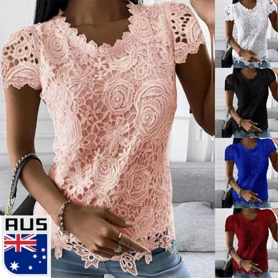 $25.79 • Buy Womens Ladies Sexy Lace Floral Tops T-Shirt Tank Vest Tee Casual Blouse Size 20