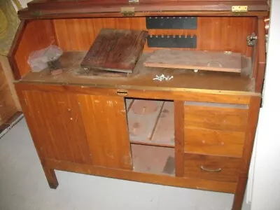 Moore Jig Borer Grinder Mahogany Work Bench Tool Storage Cabinet Desk Needs Door • $400