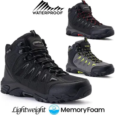 Mens Waterproof Walking Hiking Boots MEMORY FOAM Ankle Running Trainers Shoes • £18.95