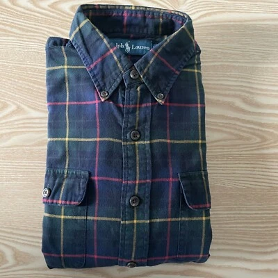 £27.90 • Buy Ralph Lauren Tartan Shirt Medium Blue Green 21  Pit-to-Pit Designer Check Style