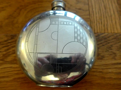 £13 • Buy Lovely Vintage Sheffield  Quality Pewter Round Hip Flask With Art Deco Design