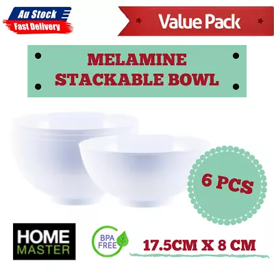 6PCS Melamine Bowls Lightweight Strong Salad Soup 17.5 X 8cm Value Set • $18.39