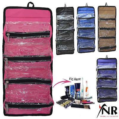 Roll-up Cosmetic Makeup Case Organizer Pouch Hanging Toiletry Jewellery Wash Bag • £8.49