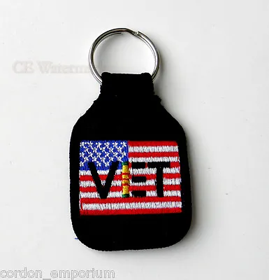 Patriotic Usa Flag Us Vietnam Veteran Embroidered Key Ring 2.75 X 3.75 • $5.64