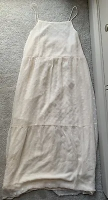 Miss Selfridge Cream White Dobby Mesh Tiered Dress BNWOT 6 • £14.99