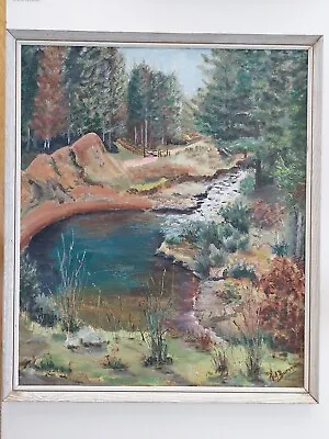 Vintage 20th C Oil Painting On Board Fernworthy Reservoir Forest Dartmoor Devon • £65