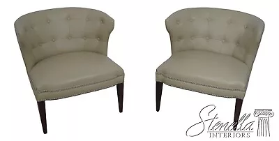 F63906EC: Pair Modern Design Tufted Faux Leather Occasional Chairs • $1095