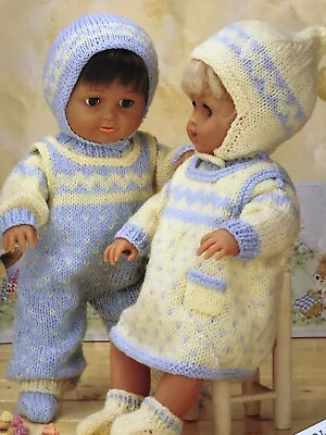 Knitting Pattern Dolls Clothes / Prem Baby Dk 12 - 20    Height Dress Hat  - 413 • £2.15