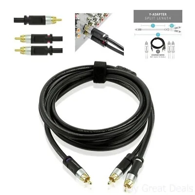 New Ultra Series RCA Y-Adapter 1-Male To 2-Male Subwoofer Cable 8ft Gold Plated • $21.89