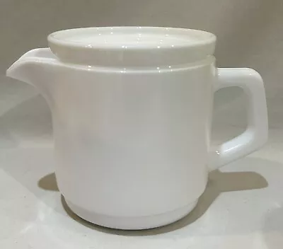 Arcopal France White Classic Restaurant Milk Glass Creamer Pitcher & Lid Vintage • $12